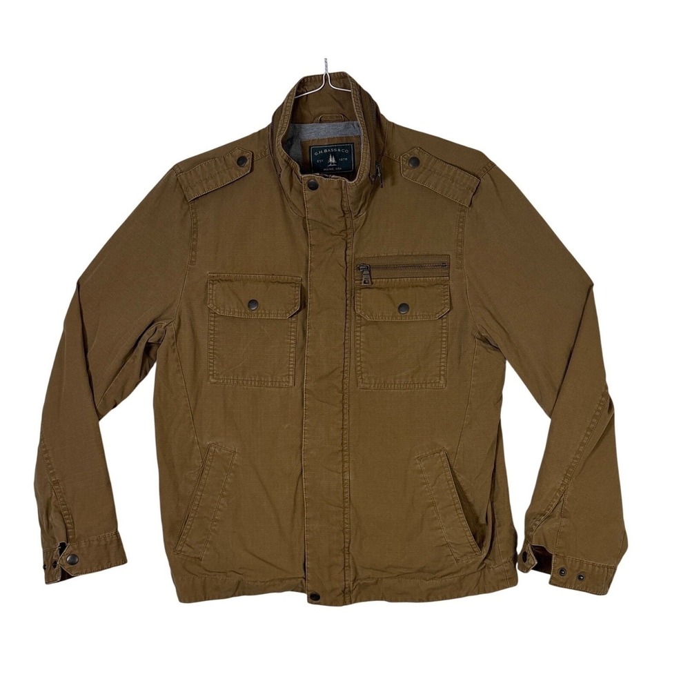 GH Bass & Co Mens Brown Utility Field Jacket M M7MC221 Ripstop Cotton Military